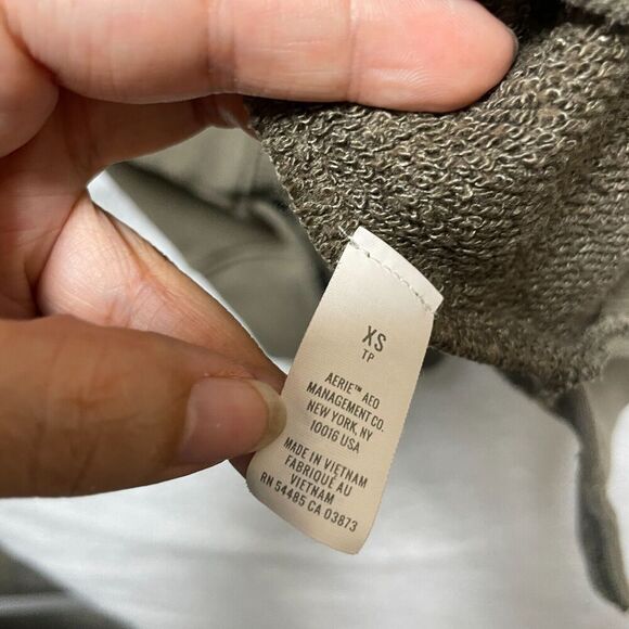 Aerie American Eagle Size XS Olive Green Oversized Cowl Neck Pullover Sweatshirt - Picture 6 of 11